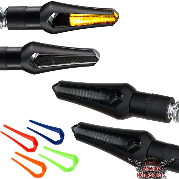 LED Blinker Cover schwarz getönt + bunte Kappen 4er Set