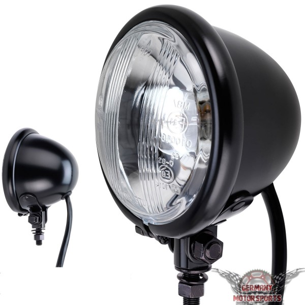 Motorrad Scheinwerfer Mini Bates Style schwarz 4 1/2 Zoll