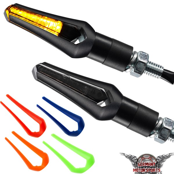 LED Blinker Cover schwarz getönt + bunte Kappen