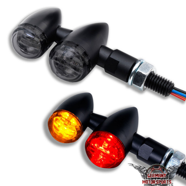 3in1 LED Rücklicht Blinker Bullet schwarz getönt