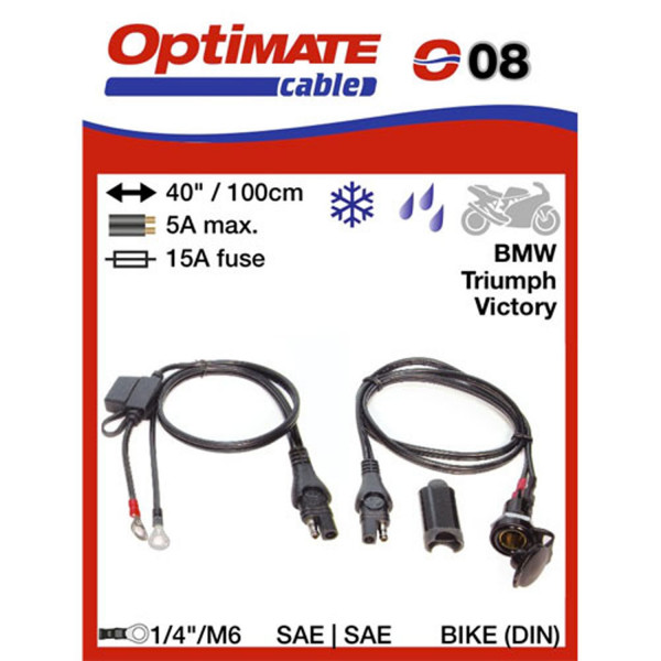 Optimate Motorrad Buchse mit Batteriezuleitung 12V DIN SAE O08