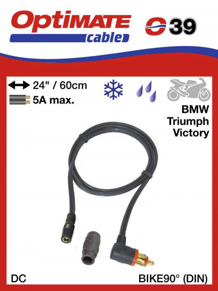 Optimate Adapter für beheizte Kleidung 12V DIN Bike connector DIN connection plug 0,6m SAE O39