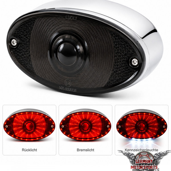 LED Rücklicht Cat Eye II schwarz chrom