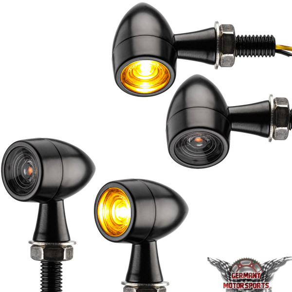LED Blinker Bullet Clear schwarz getönt 4er Set