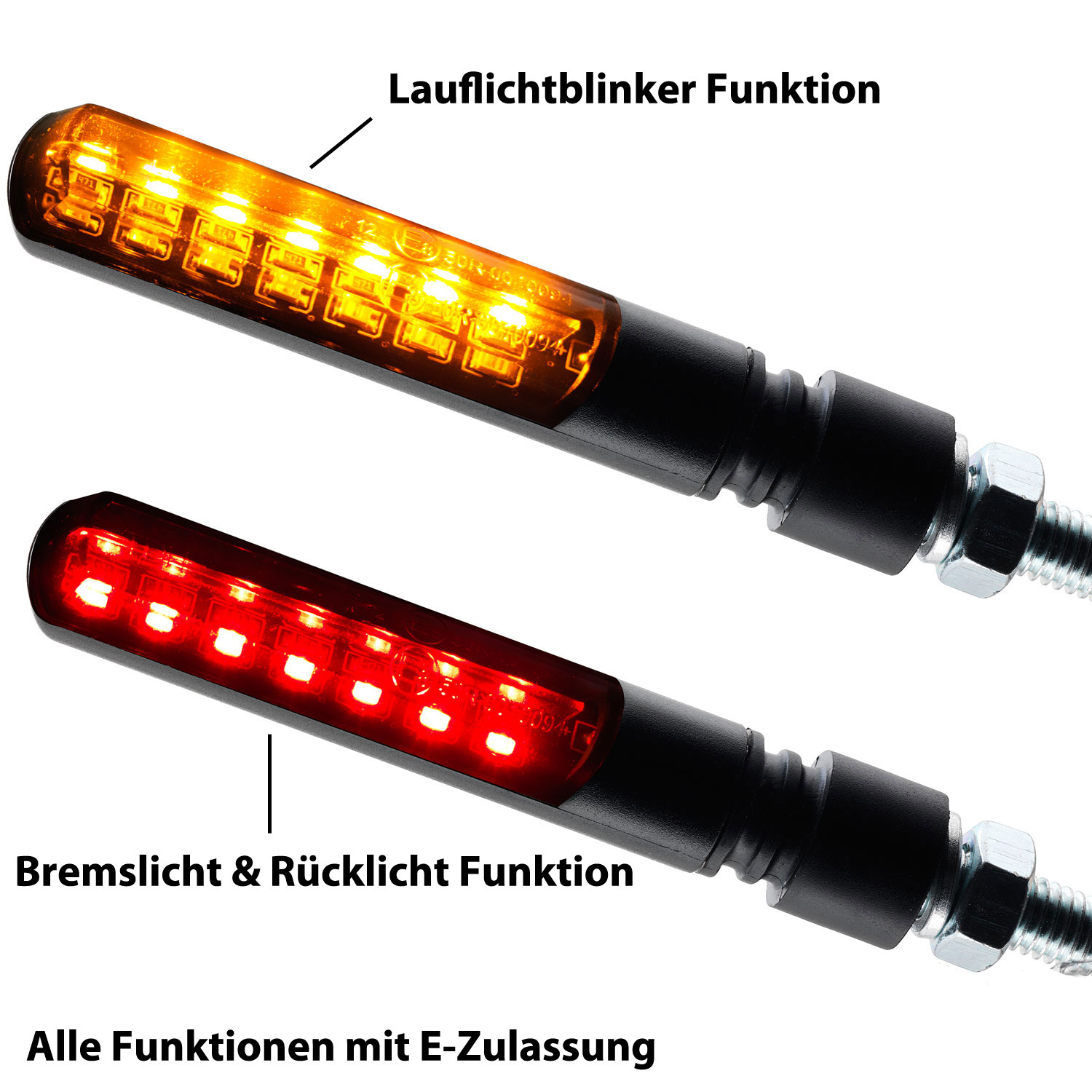 LSL 3in1 Rück-,Bremslicht,Blinker Retro LED Schwarz oder Titan