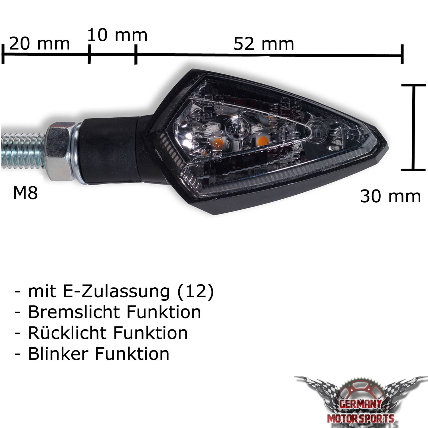 HALOGEN MINI MICRO BLINKER ROCK MOTORRAD HARLEY HONDA YAMAHA SCHWARZ KURZ  SMOKE GETÖNT