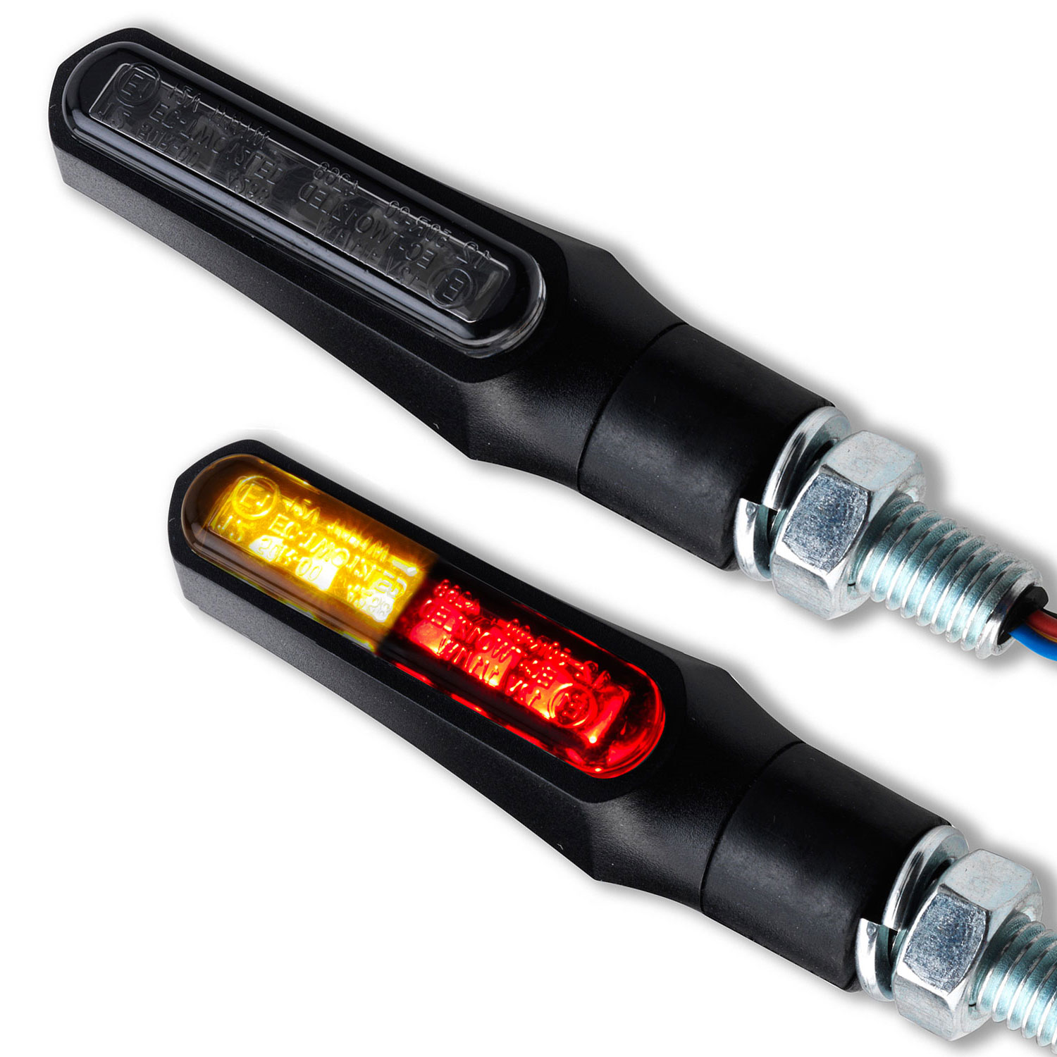 Motorrad LED Lauflicht Blinker Sequentiell Shark schwarz smoke getönt  E-geprüft vorn hinten, Blinker LED / Halogen, Blinker
