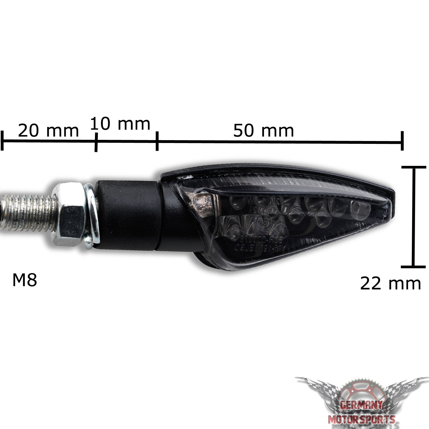 Motorrad LED Blinker Marten schwarz klar 4-er Set, LED Blinker, Blinker, Beleuchtung, Universalteile