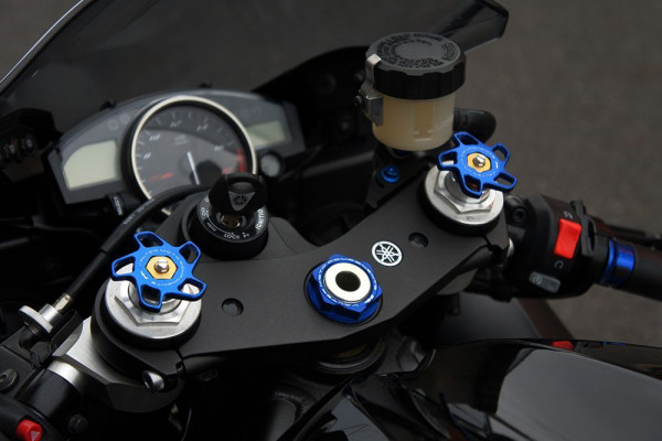 ValterMoto Motorrad Gabelstern Gabel Einsteller Vordergabel Hexagon 22mm Aluminium blau