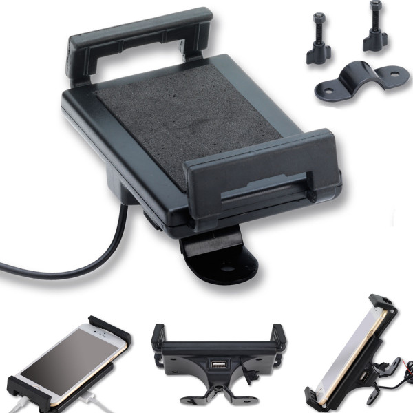 Handy Smarthphone Halter mit USB Ladestation für Motorrad Fahrrad uvm.
