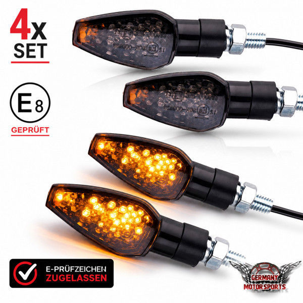 LED Blinker Peak schwarz kurz smoke Set 4er Set