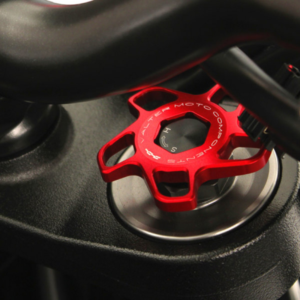 ValterMoto Motorrad Gabelstern Gabel Einsteller Vordergabel Hexagon 22mm Aluminium rot
